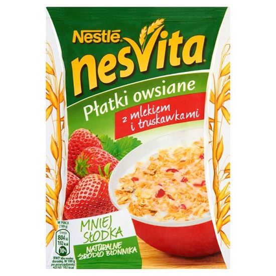Obrazek Nesvita Płatki owsiane z mlekiem i truskawkami 49 g