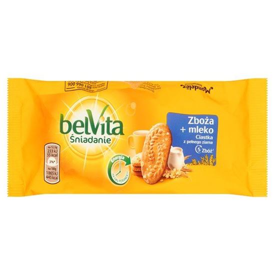 Obrazek belVita Śniadanie Zboża + mleko Ciastka z pełnego ziarna 50 g
