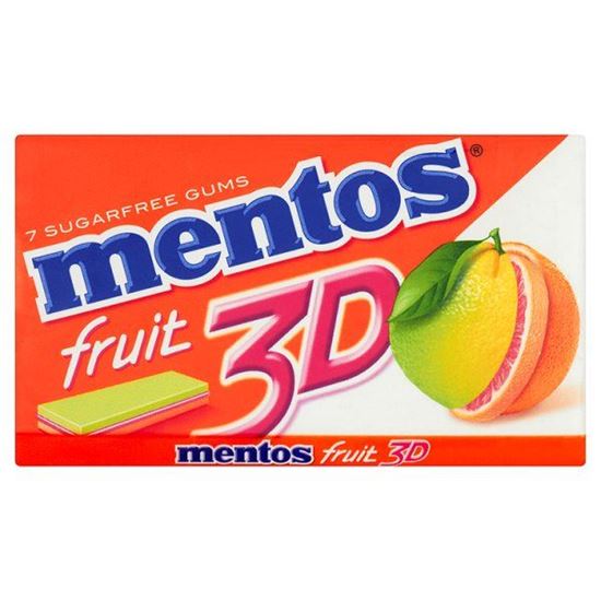 Obrazek Mentos 3D Owoce cytrusowe Guma do żucia bez cukru 16 g (7 sztuk)