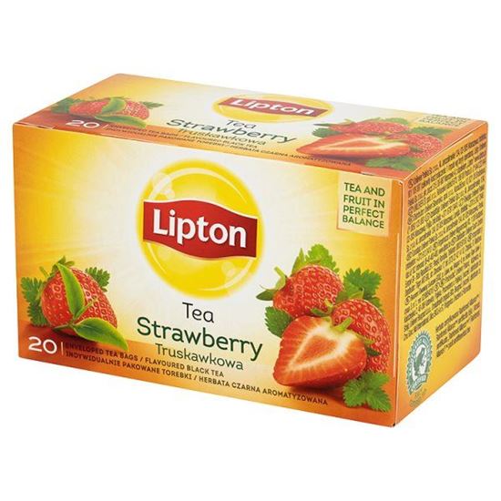 Obrazek Lipton Truskawkowa Herbata czarna aromatyzowana 32 g (20 torebek)