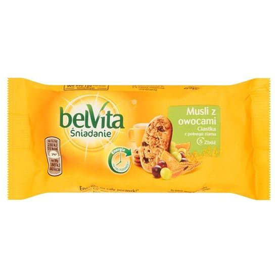 Obrazek belVita Śniadanie Musli z owocami Ciastka z pełnego ziarna 50 g