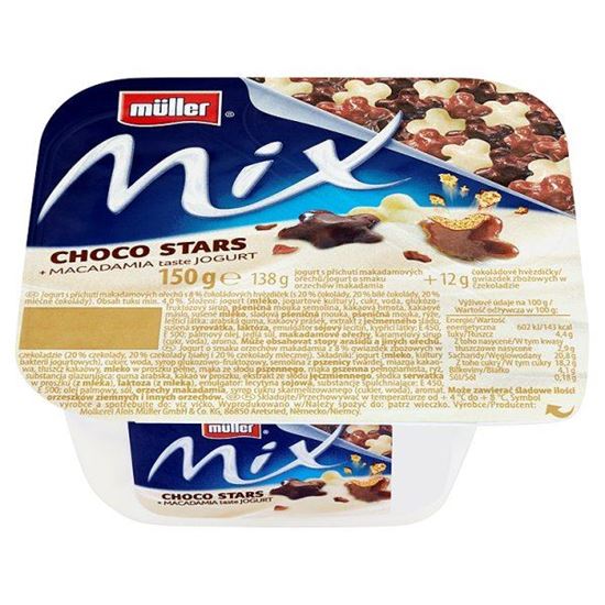 Obrazek Müller Mix Jogurt o smaku orzechów makadamia z gwiazdkami zbożowymi w czekoladzie 150 g