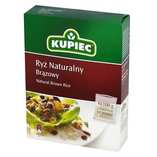 Obrazek Kupiec Ryż naturalny brązowy 400 g (4 torebki)