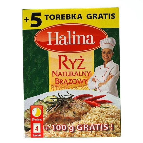 Obrazek Halina ryż naturalny brązowy 4 x 100 g