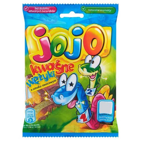 Obrazek Jojo Kwaśne wężyki Żelki o smaku owocowym 90 g