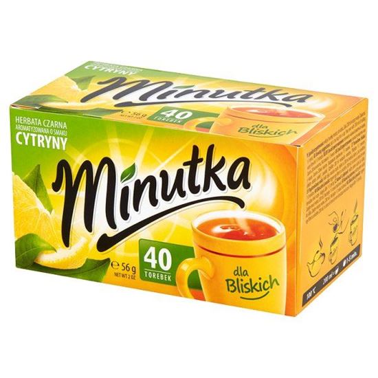 Obrazek Minutka Herbata czarna aromatyzowana o smaku cytryny 56 g (40 torebek)