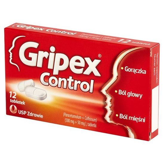 Obrazek Gripex Control 500 mg + 50 mg Tabletki 12 tabletek