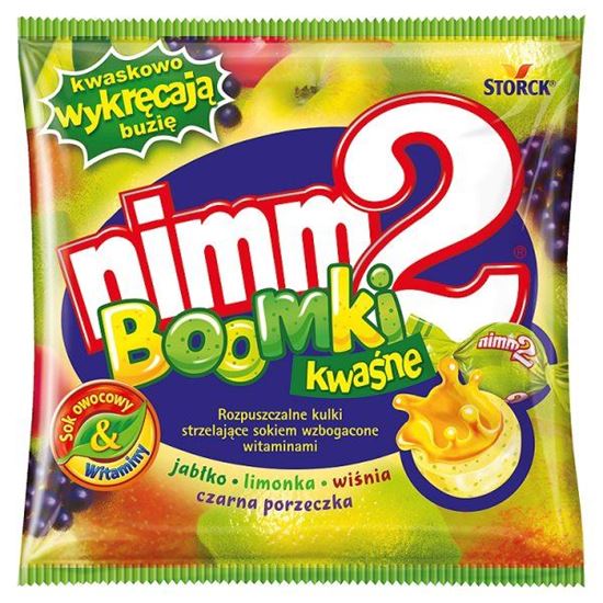 Obrazek nimm2 Boomki kwaśne Rozpuszczalne kulki strzelające sokiem wzbogacone witaminami 90 g
