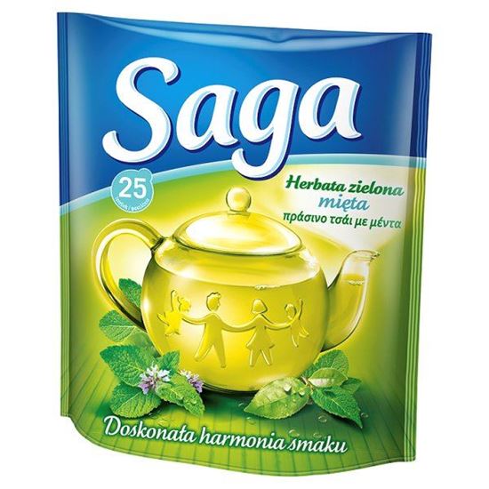 Obrazek Saga Herbata zielona mięta 32,5 g (25 torebek)