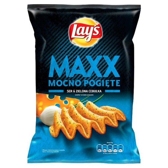 Obrazek Lay's Maxx Mocno Pogięte Ser & Zielona cebulka Chipsy ziemniaczane 140 g