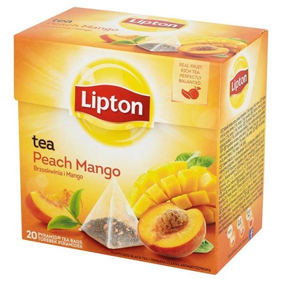 Obrazek Lipton Brzoskwinia i Mango Herbata czarna aromatyzowana 36 g (20 torebek)