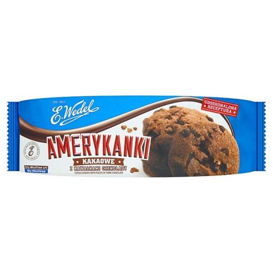 Obrazek E. Wedel Amerykanki kakaowe Kruche ciastka z kawałkami czekolady 125 g