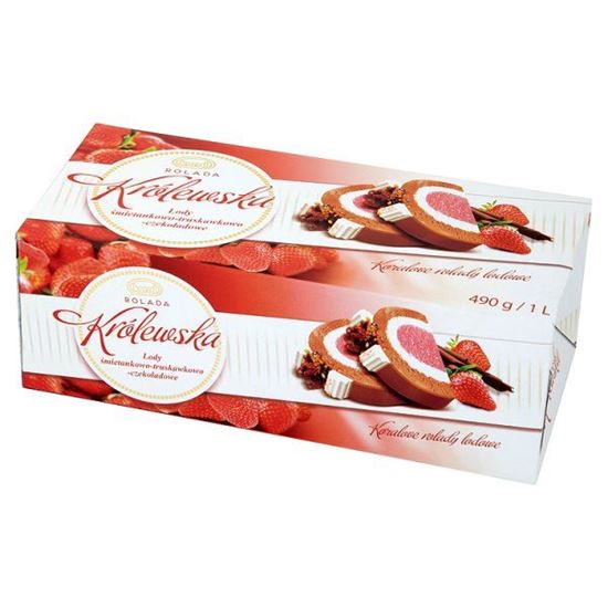 Obrazek Koral Rolada Królewska Lody o smaku śmietankowo-truskawkowo-czekoladowym 1 l