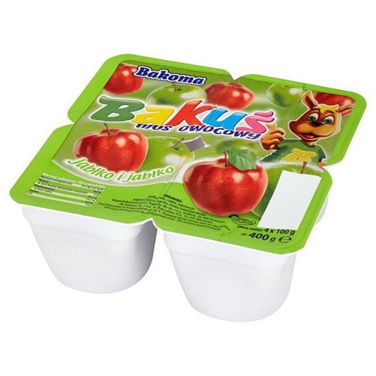 Obrazek Bakoma Bakuś Mus owocowy Jabłko i jabłko 400 g (4 sztuki)
