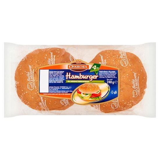 Obrazek Oskroba Hamburger Pieczywo pszenne 240 g (4 sztuki)