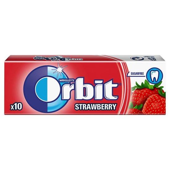 Obrazek Orbit Strawberry Guma do żucia bez cukru 14 g (10 drażetek)