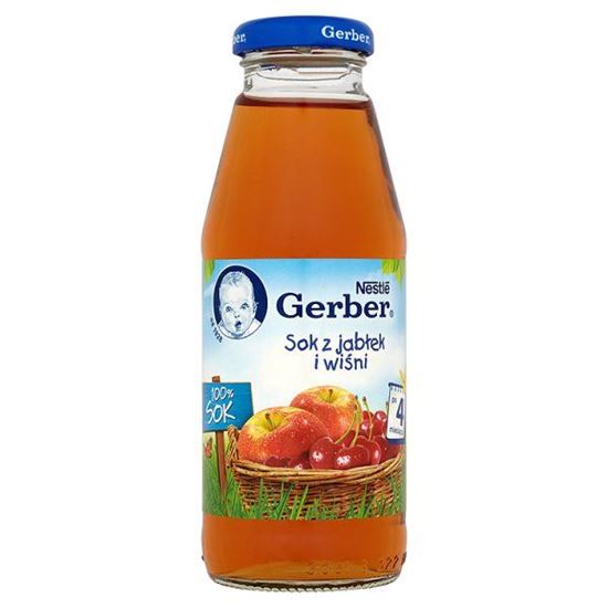Obrazek Gerber 100% Sok z jabłek i wiśni po 4 miesiącu 300 ml