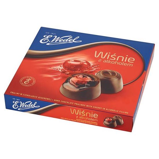 Obrazek E. Wedel Wiśnie z alkoholem Praliny w czekoladzie deserowej 141 g