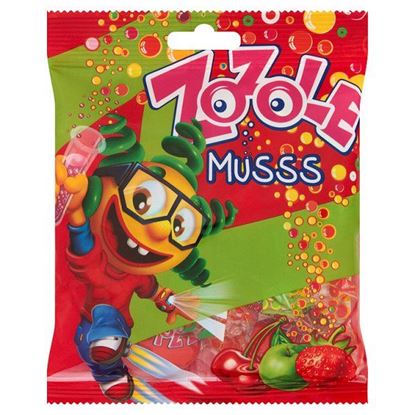 Obrazek Zozole Musss Karmelki o smaku jabłkowym truskawkowym i wiśniowym z nadzieniem musującym 75 g