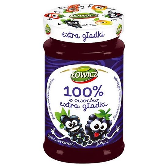 Obrazek Łowicz 100% z owoców Extra gładki czarna porzeczka jeżyna 235 g