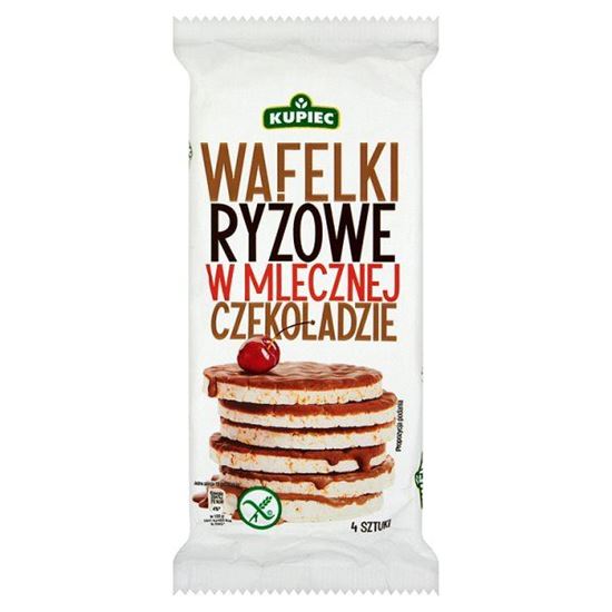 Obrazek Kupiec Wafelki ryżowe w mlecznej czekoladzie 60 g (4 sztuki)