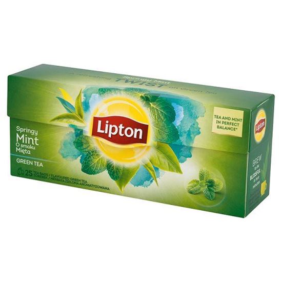 Obrazek Lipton o smaku Mięta Herbata zielona aromatyzowana 32,5 g (25 torebek)
