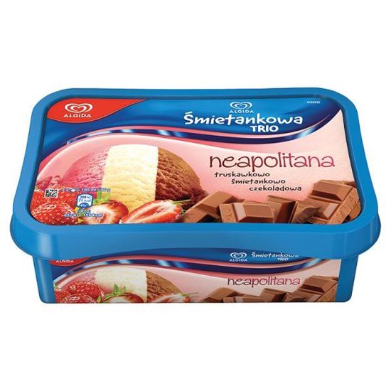 Obrazek Algida Śmietankowa Trio Neapolitana truskawkowo śmietankowo czekoladowa Lody 1000 ml
