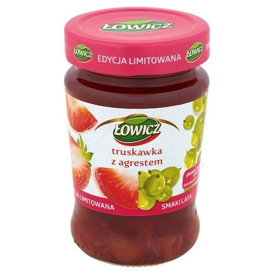 Obrazek Łowicz Dżem z truskawek i agrestu niskosłodzony 280 g