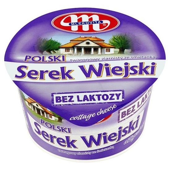 Obrazek Mlekovita Polski Wiejski bez laktozy Serek twarogowy ziarnisty ze śmietanką 180 g