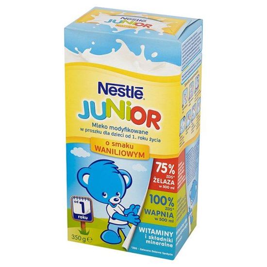 Obrazek Nestlé Junior Mleko modyfikowane w proszku dla dzieci od 1. roku życia o smaku waniliowym 350 g
