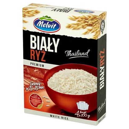Obrazek Melvit Premium Ryż biały 400 g (4 torebki)