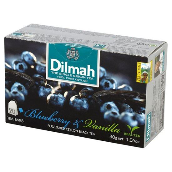 Obrazek Dilmah Cejlońska czarna herbata z aromatem czarnej jagody i wanilii 30 g (20 torebek)