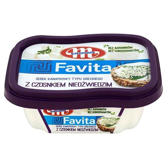 Obrazek Mlekovita Favita Serek kanapkowy typu greckiego z czosnkiem niedźwiedzim 150 g