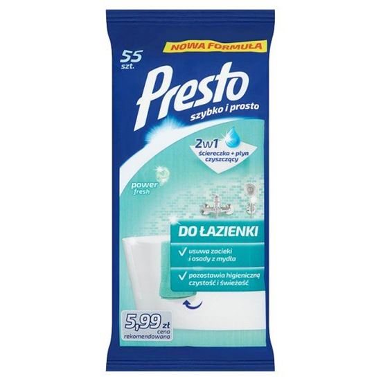 Obrazek Presto Ściereczki nawilżane do łazienki 55 sztuk