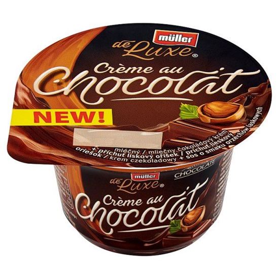 Obrazek Müller de Luxe Krem czekoladowy + sos o smaku orzechów laskowych 150 g