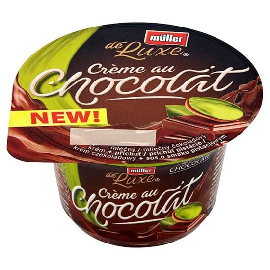 Obrazek Müller de Luxe Krem czekoladowy + sos o smaku pistacjowym 150 g