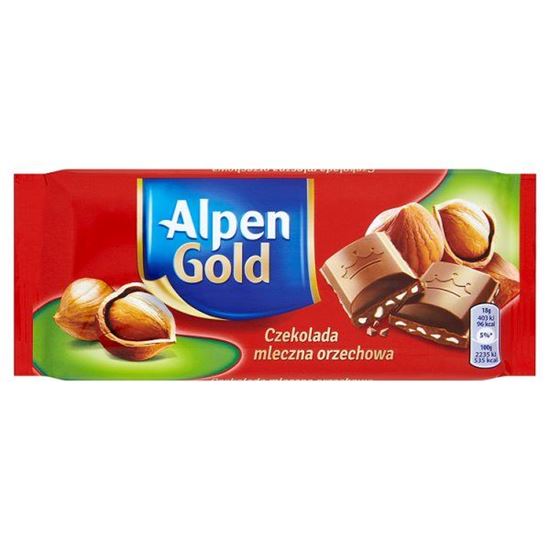 Obrazek Alpen Gold Czekolada mleczna orzechowa 90 g