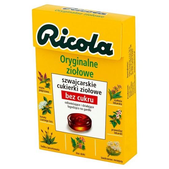 Obrazek Ricola Oryginalne ziołowe szwajcarskie cukierki ziołowe 40 g