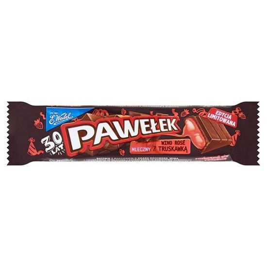 Obrazek E. Wedel Pawełek Batonik mleczny wino rosé z truskawką 45 g