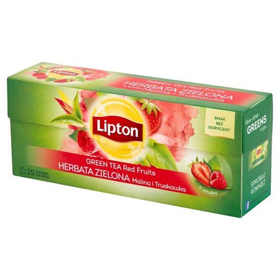 Obrazek Lipton Herbata zielona malina i truskawka 35 g (25 torebek)