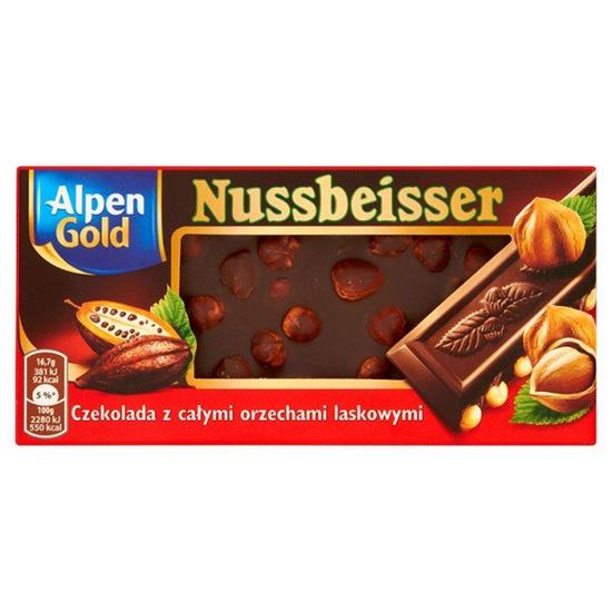 Obrazek Alpen Gold Nussbeisser Czekolada gorzka z całymi orzechami 100 g