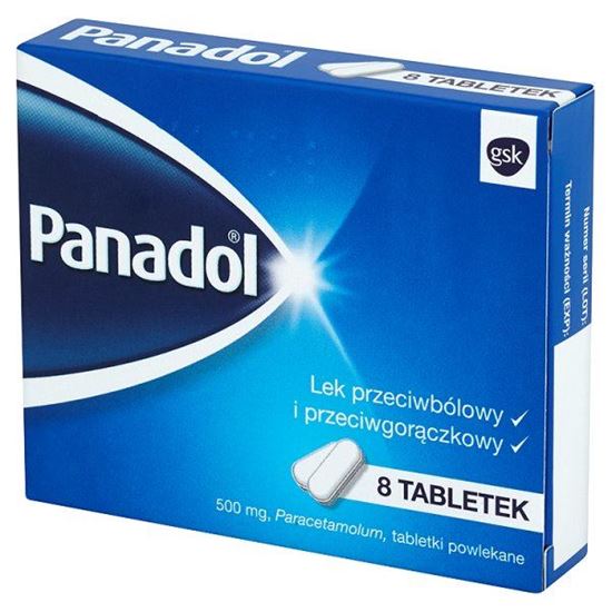 Obrazek Panadol 500 mg Lek przeciwbólowy i przeciwgorączkowy 8 tabletek
