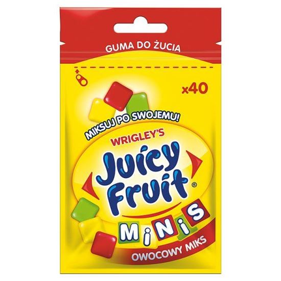 Obrazek Juicy Fruit Minis Owocowy Miks Guma do żucia bez cukru 28 g (40 minidrażetek)