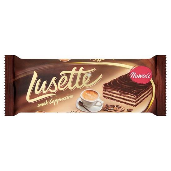 Obrazek Lusette smak cappuccino Kruchy wafelek przekładany kremem 50 g