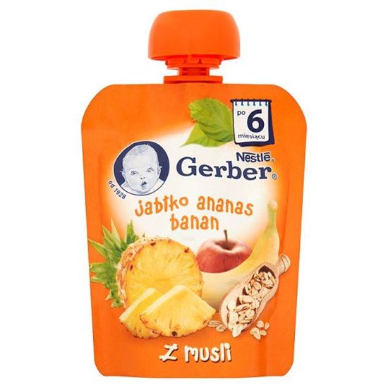 Obrazek Gerber Deserek Jabłko ananas banan z musli po 6 miesiącu 90 g