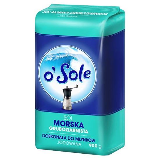 Obrazek o'Sole Sól morska gruboziarnista jodowana 900 g