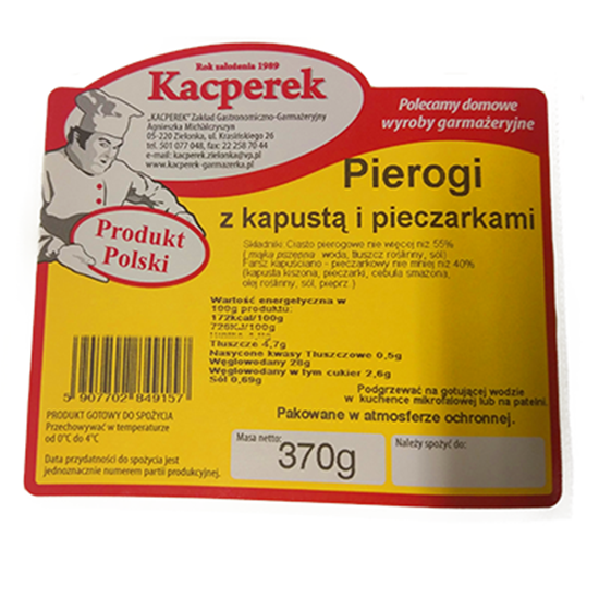 Obrazek Kacperek pierogi kapusta pieczarka 370 g