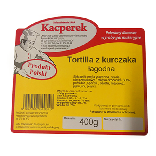 Obrazek Kacperek tortilla z kurczaka łagodna 400 g