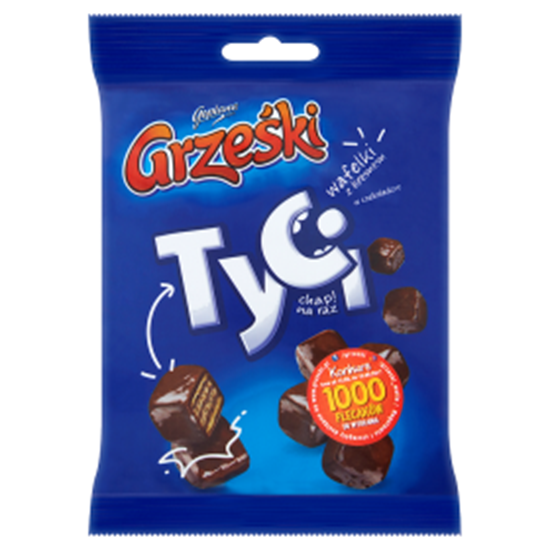 Obrazek Grześki Tyci Mini wafelki z kremem o smaku kakaowym w czekoladzie 140 g