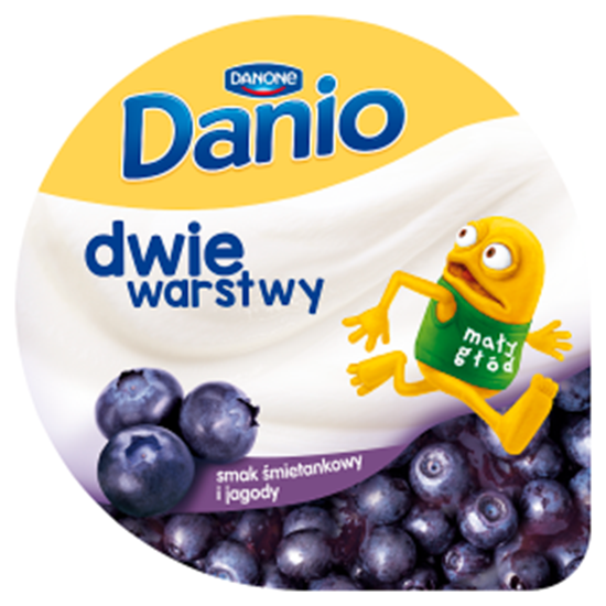 Obrazek Danone Danio Dwie warstwy Serek homogenizowany o smaku śmietankowym z jagodami 120 g